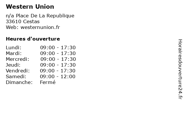 Western Union à Cestas: adresse et heures d'ouverture