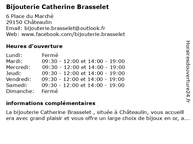 Bijouterie Catherine Brasselet à Châteaulin: adresse et heures d'ouverture