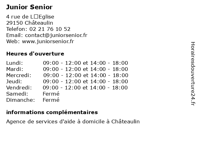 Junior Senior à Châteaulin: adresse et heures d'ouverture
