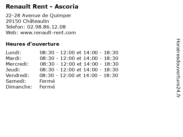 Renault Rent - Ascoria à Châteaulin: adresse et heures d'ouverture