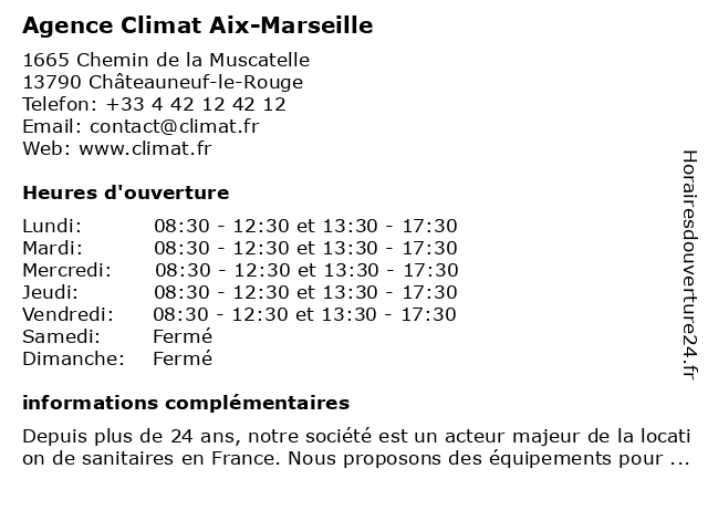 Agence Climat Aix-Marseille à Châteauneuf-le-Rouge: adresse et heures d'ouverture