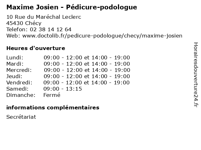 Maxime Josien - Pédicure-podologue à Chécy: adresse et heures d'ouverture
