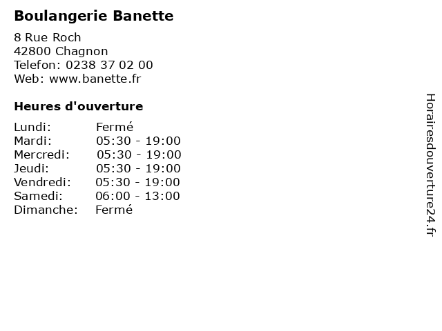 Boulangerie Banette à Chagnon: adresse et heures d'ouverture