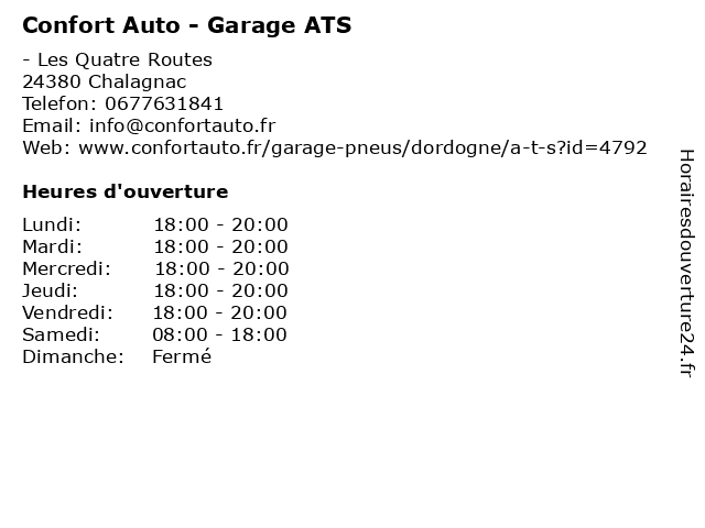 Confort Auto - Garage ATS à Chalagnac: adresse et heures d'ouverture