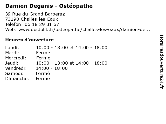 Damien Deganis - Ostéopathe à Challes-les-Eaux: adresse et heures d'ouverture