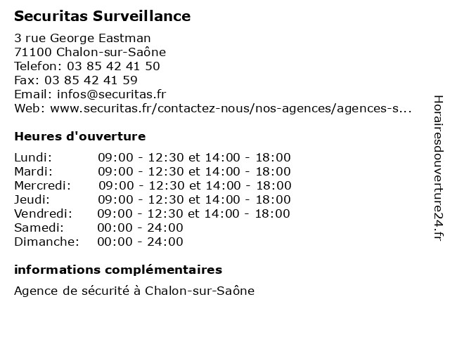 Securitas Surveillance à Chalon-sur-Saône: adresse et heures d'ouverture