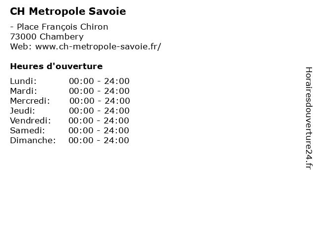 CH Metropole Savoie à Chambery: adresse et heures d'ouverture