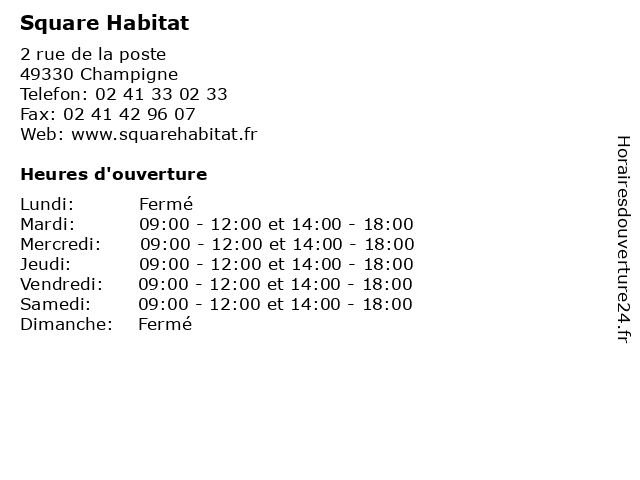 Square Habitat à Champigne: adresse et heures d'ouverture