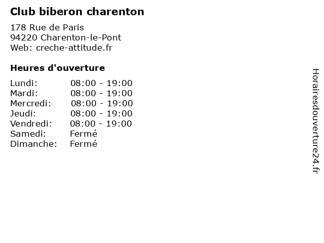 Club biberon charenton à Charenton-le-Pont: adresse et heures d'ouverture