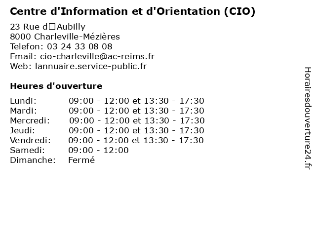Centre d'Information et d'Orientation (CIO) à Charleville-Mézières: adresse et heures d'ouverture