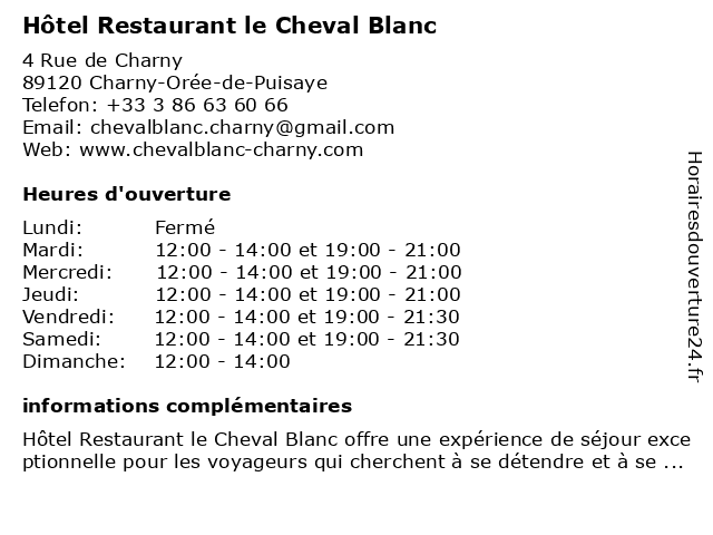Restaurant le Cheval Blanc- Restaurant CHARNY