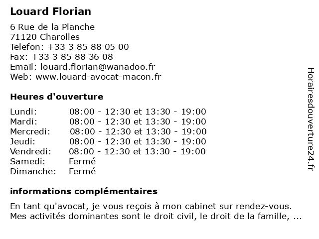 Louard Florian à Charolles: adresse et heures d'ouverture