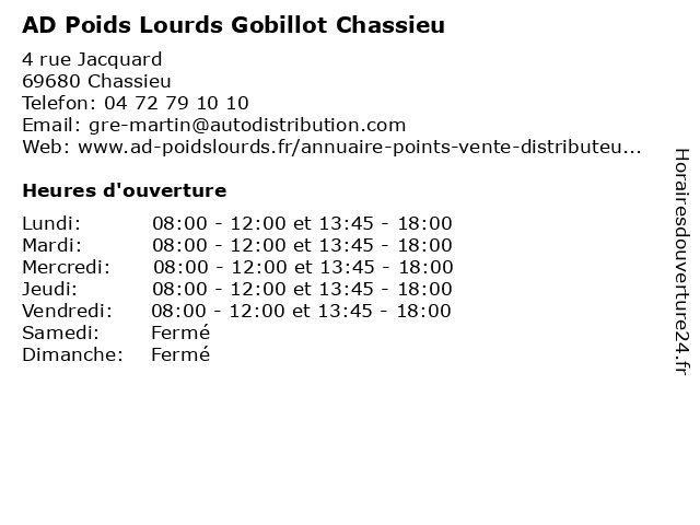AD Poids Lourds Gobillot Chassieu à Chassieu: adresse et heures d'ouverture