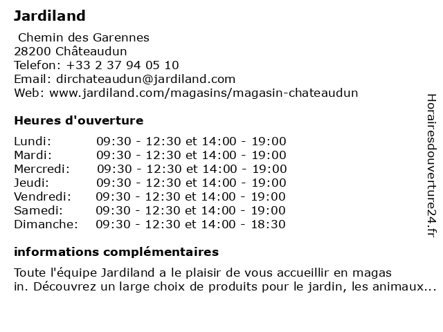 ᐅ Horaires D Ouverture Jardiland S N Zac Les Garennes A Chateaudun