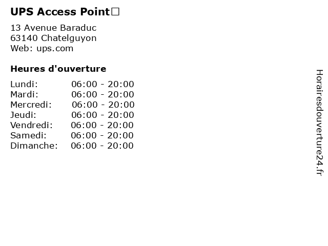 UPS Access Point™ à Chatelguyon: adresse et heures d'ouverture