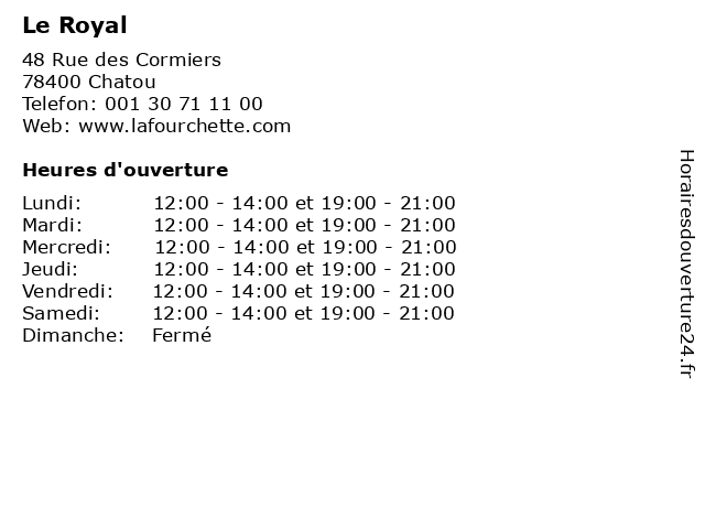 Le Royal à Chatou: adresse et heures d'ouverture