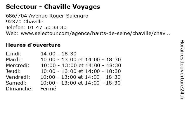 Selectour - Chaville Voyages à Chaville: adresse et heures d'ouverture