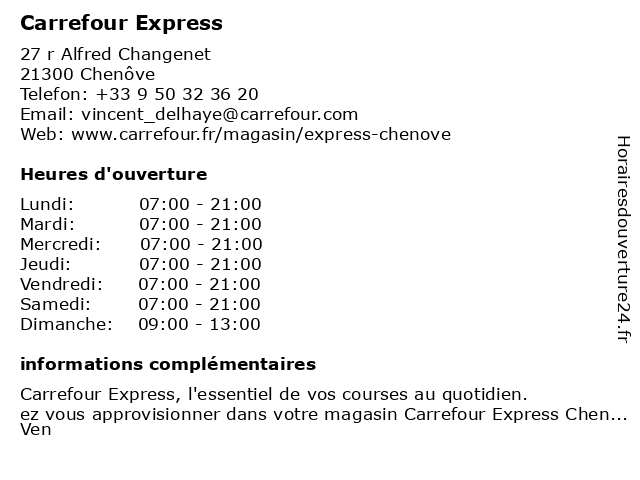 Carrefour Express à Chenôve: adresse et heures d'ouverture