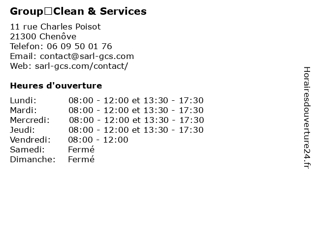 Group’Clean & Services à Chenôve: adresse et heures d'ouverture