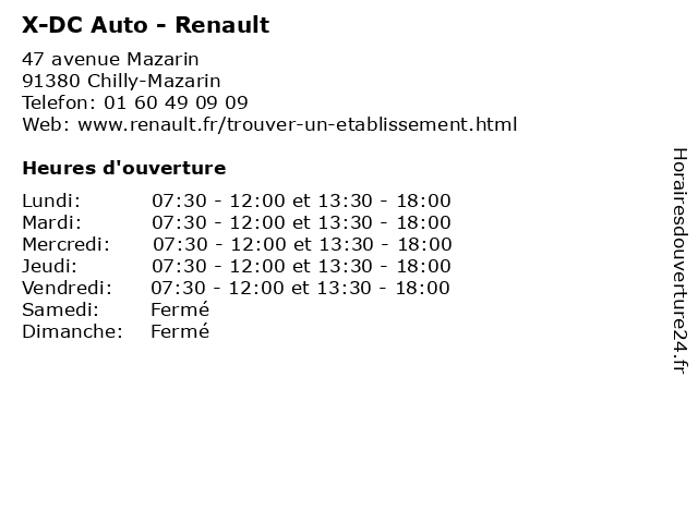 X-DC Auto - Renault à Chilly-Mazarin: adresse et heures d'ouverture