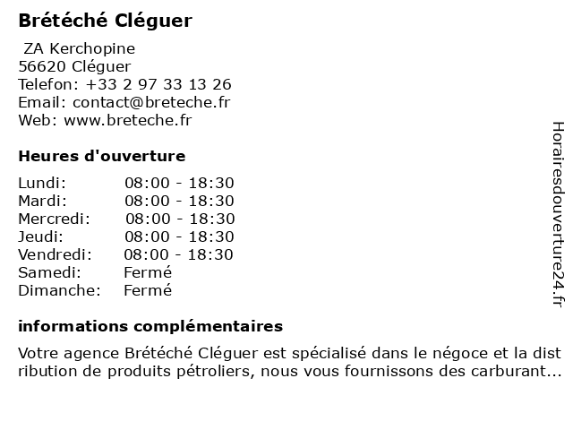 Brétéché Cléguer à Cléguer: adresse et heures d'ouverture