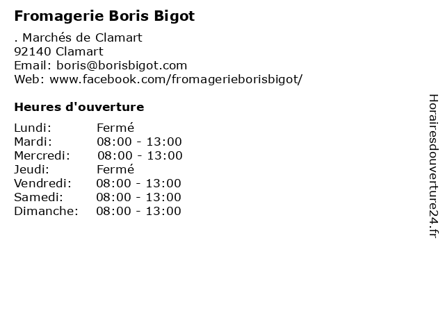 Fromagerie Boris Bigot à Clamart: adresse et heures d'ouverture