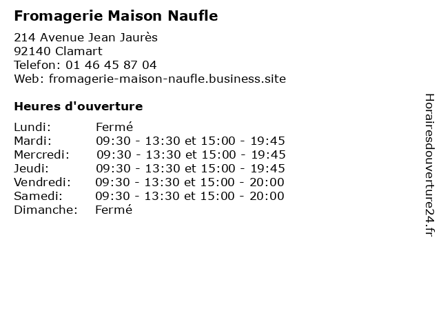 Fromagerie Maison Naufle à Clamart: adresse et heures d'ouverture