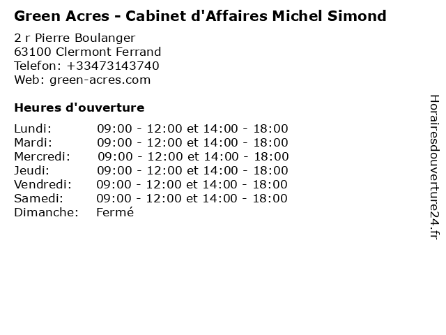 Green Acres - Cabinet d'Affaires Michel Simond à Clermont Ferrand: adresse et heures d'ouverture