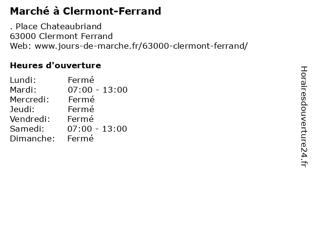 Marché à Clermont-Ferrand à Clermont Ferrand: adresse et heures d'ouverture