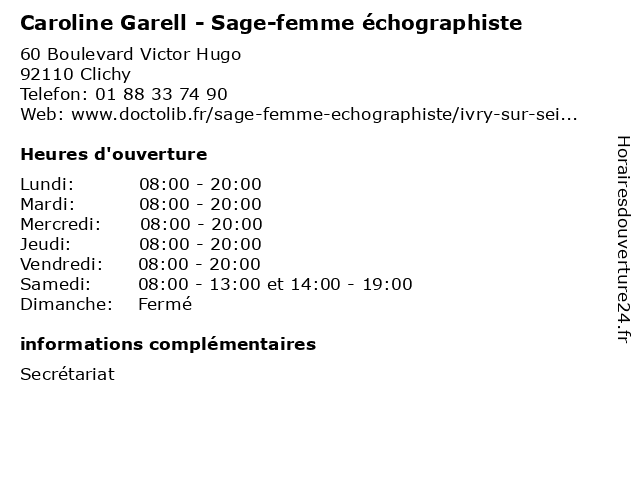 Caroline Garell - Sage-femme échographiste à Clichy: adresse et heures d'ouverture