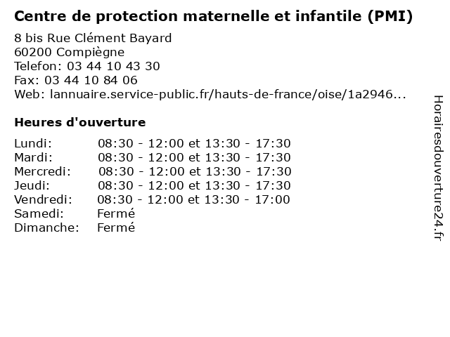 Centre de protection maternelle et infantile (PMI) à Compiègne: adresse et heures d'ouverture