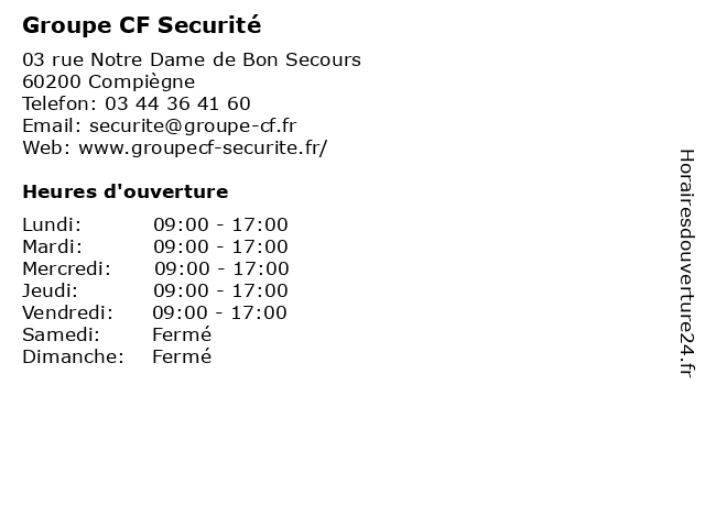 Groupe CF Securité à Compiègne: adresse et heures d'ouverture