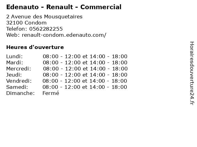 Edenauto - Renault - Commercial à Condom: adresse et heures d'ouverture
