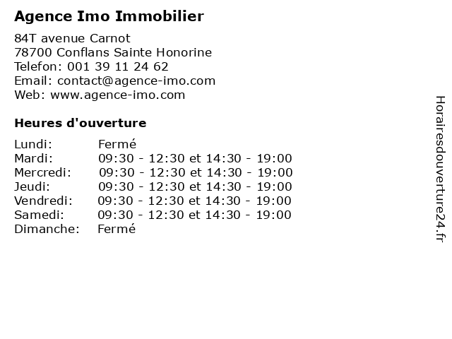 Agence Imo Immobilier à Conflans Sainte Honorine: adresse et heures d'ouverture