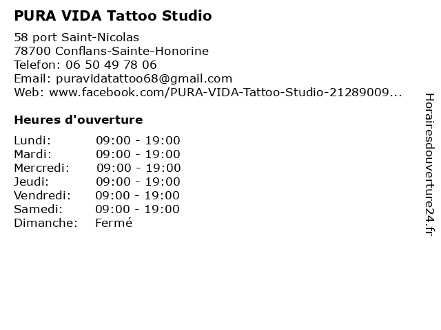PURA VIDA Tattoo Studio à Conflans-Sainte-Honorine: adresse et heures d'ouverture
