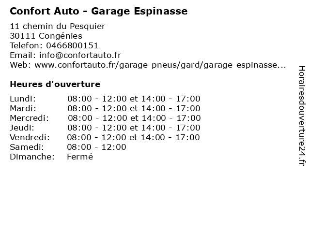 Confort Auto - Garage Espinasse à Congénies: adresse et heures d'ouverture