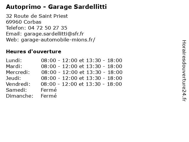 Autoprimo - Garage Sardellitti à Corbas: adresse et heures d'ouverture