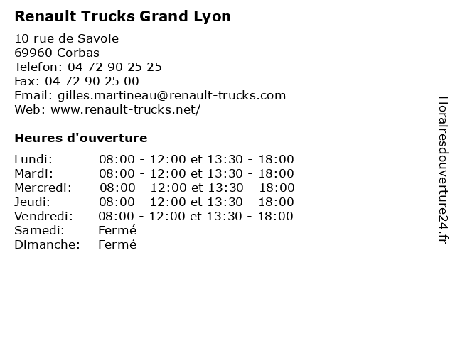 Renault Trucks Grand Lyon à Corbas: adresse et heures d'ouverture
