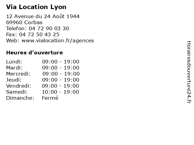 Via Location Lyon à Corbas: adresse et heures d'ouverture