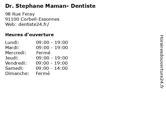 Dr. Stephane Maman- Dentiste à Corbeil-Essonnes: adresse et heures d'ouverture