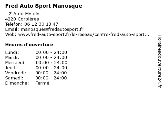 Fred Auto Sport Manosque à Corbières: adresse et heures d'ouverture