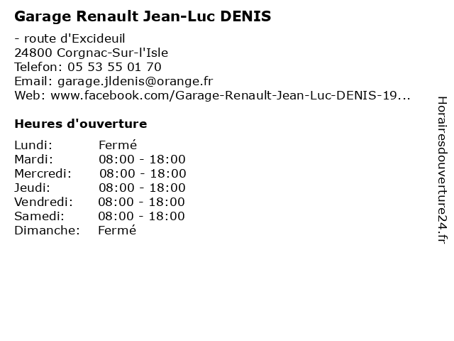 Garage Renault Jean-Luc DENIS à Corgnac-Sur-l'Isle: adresse et heures d'ouverture