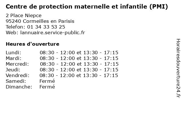 Centre de protection maternelle et infantile (PMI) à Cormeilles en Parisis: adresse et heures d'ouverture