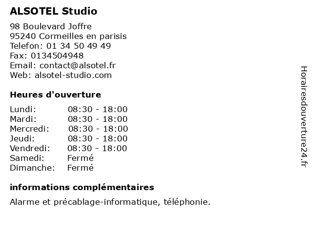 ALSOTEL Studio à Cormeilles en parisis: adresse et heures d'ouverture