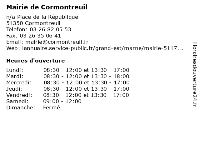 Mairie de Cormontreuil à Cormontreuil: adresse et heures d'ouverture