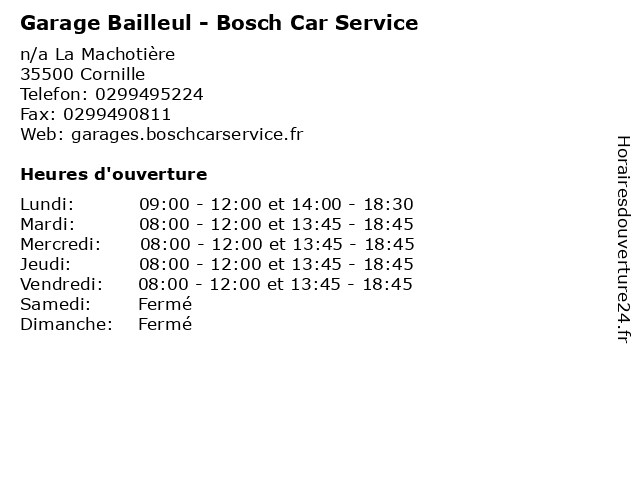 Garage Bailleul - Bosch Car Service à Cornille: adresse et heures d'ouverture