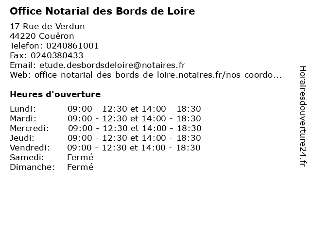 Office Notarial des Bords de Loire à Couëron: adresse et heures d'ouverture