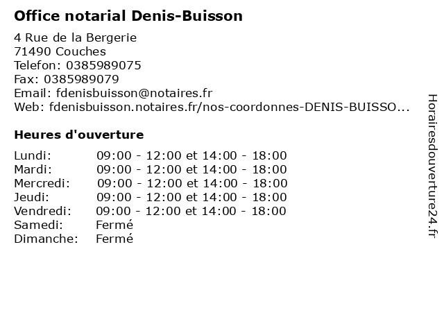 Office notarial Denis-Buisson à Couches: adresse et heures d'ouverture