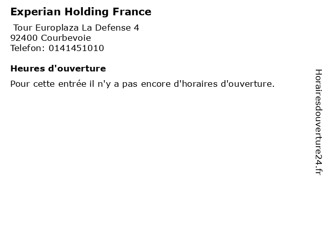 Experian Holding France à Courbevoie: adresse et heures d'ouverture