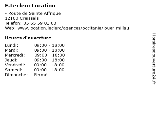 E.Leclerc Location à Creissels: adresse et heures d'ouverture
